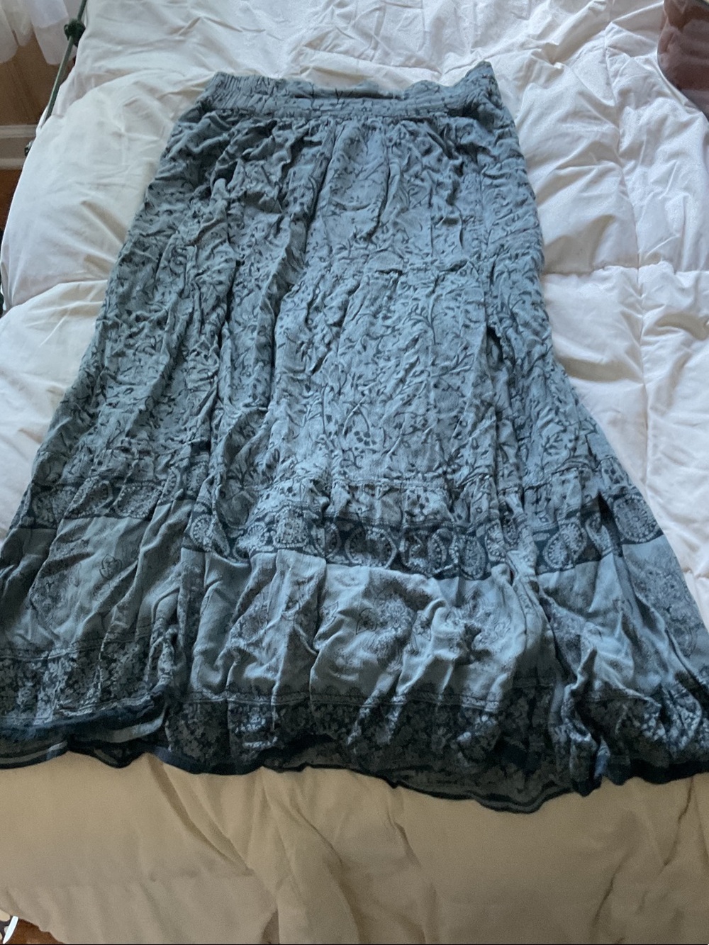 Angie Dusty Blue Tiered Maxi Skirt